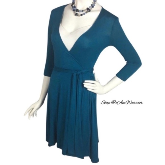 Tart teal asymmetrical wrap dress *shop@iamwarrior - Picture 2 of 9